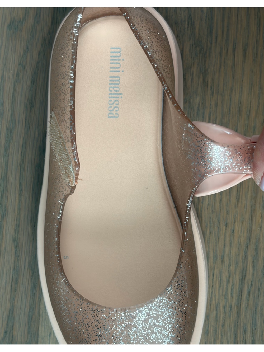 Mini Melissa Pink Glitter Bow Mary Jane Shoes - Picture 5 of 7